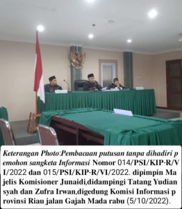 Diduga Langgar Kode Etik, Rion Satya S.H Laporkan Ketua Komisi Informasi Riau.
