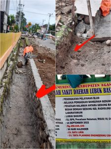 Klarifikasi Pemberitaan Pekerjaan Pemasangan Saluran Dranase di RSUD Lubuk Basung Diduga Tidak Memakai Galian Koporan